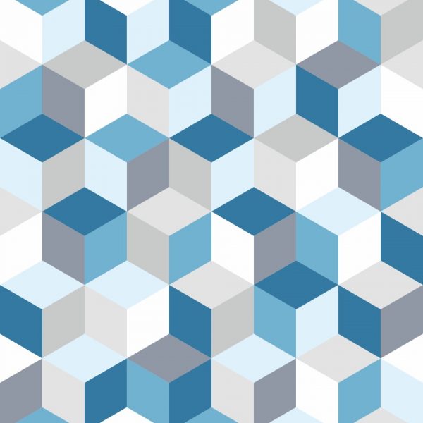 Papel de Parede Adesivo Geométrico Cubos Azul