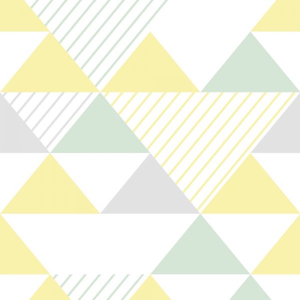 Papel de Parede Adesivo Geométrico Triangulos Cinza Verde e Amarelo