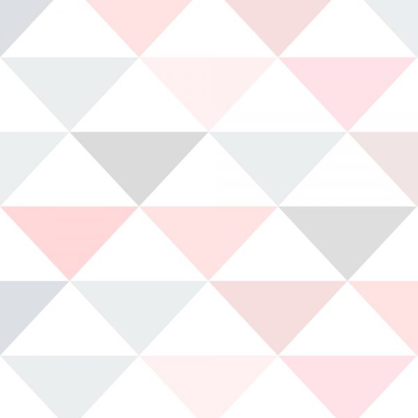 Papel de Parede Adesivo Geométrico Triangulos Tons de Rosa e Cinza